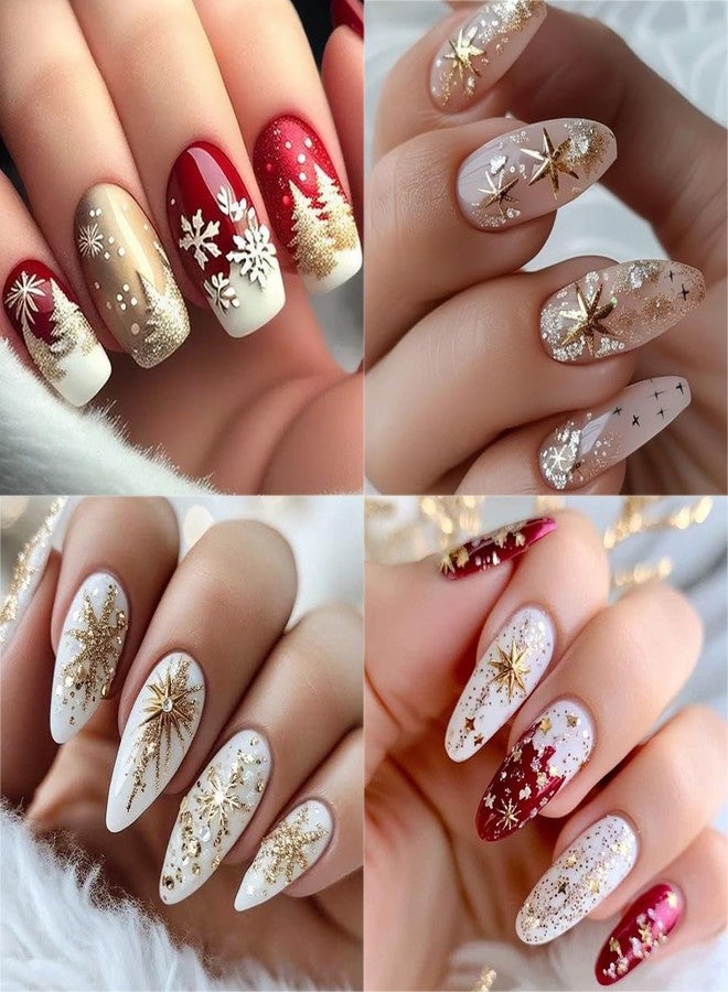 KRTBKR 1 Sheets Christmas Nail Stickers 5D Embossed Snowflake Nail Art Stickers Laser with Rhinestones Glitter Nail Designs Winter Snowflake Nail Decals Nail Art Supplies for Women DIY Manicure Decorations - Image 5
